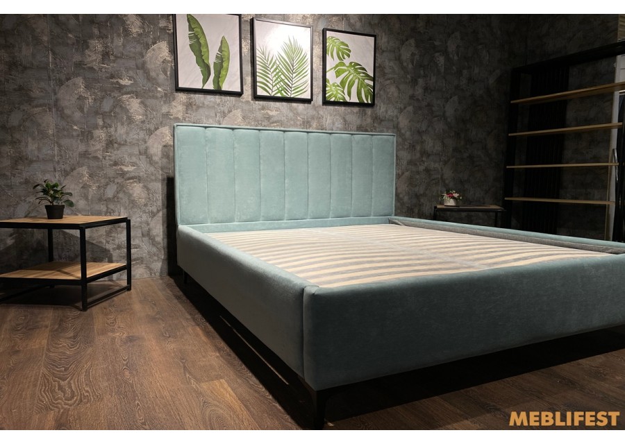 М'яке двоспальне ліжко L012 з підйомним механізмом 