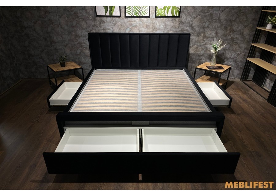 М'яке двоспальне ліжко L012 з підйомним механізмом 