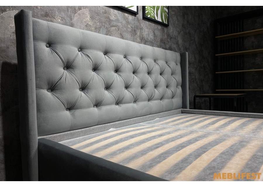 М'яке двоспальне ліжко L013 з підйомним механізмом 