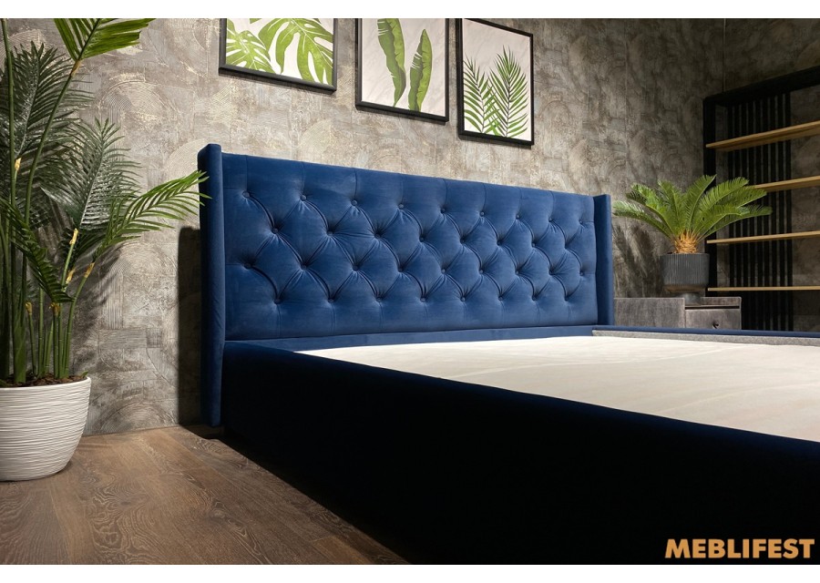 М'яке двоспальне ліжко L013 з підйомним механізмом 