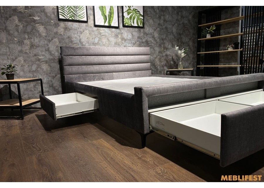 М'яке двоспальне ліжко L015 з підйомним механізмом 