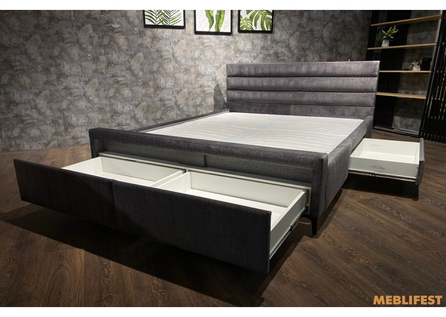 М'яке двоспальне ліжко L015 з підйомним механізмом 