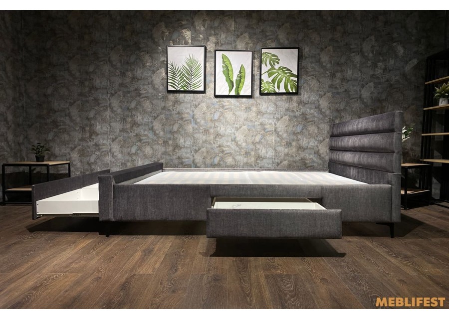 М'яке двоспальне ліжко L015 з підйомним механізмом 