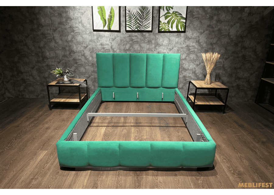 М'яке двоспальне ліжко L018 з підйомним механізмом 