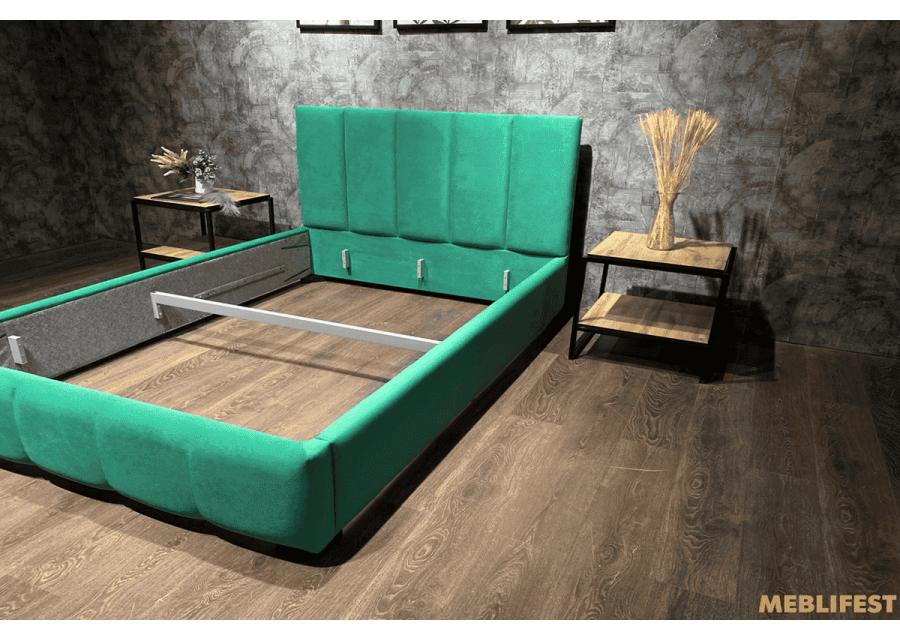 М'яке двоспальне ліжко L018 з підйомним механізмом 