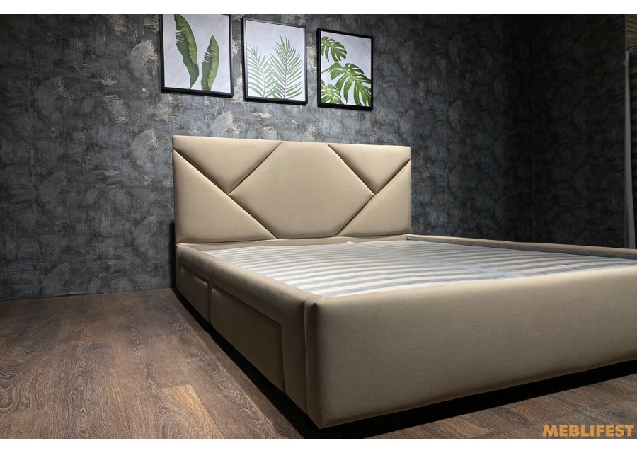 М'яке двоспальне ліжко L021 з підйомним механізмом 