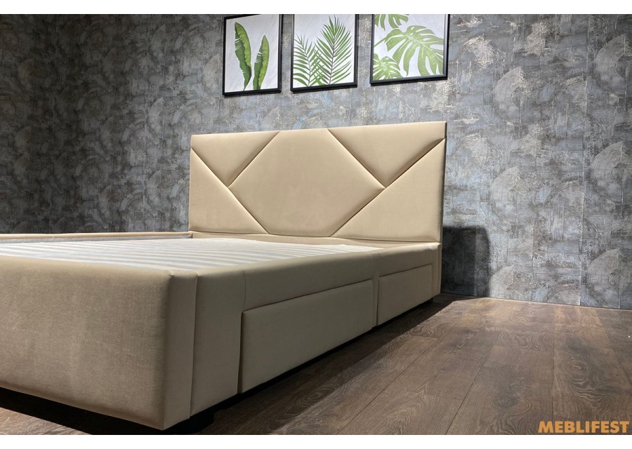 М'яке двоспальне ліжко L021 з підйомним механізмом 