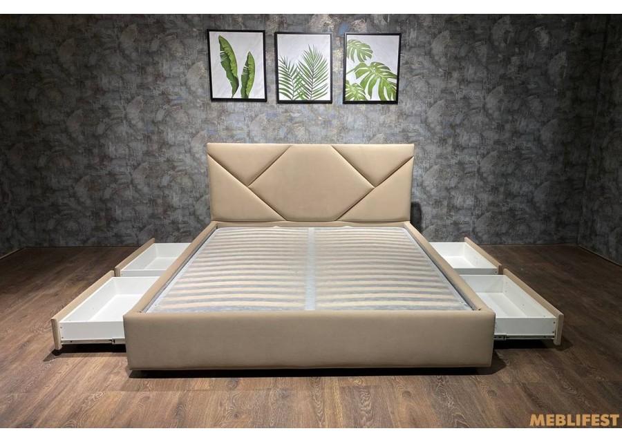 М'яке двоспальне ліжко L021 з підйомним механізмом 