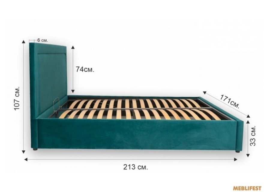 М'яке двоспальне ліжко L024 з підйомним механізмом 