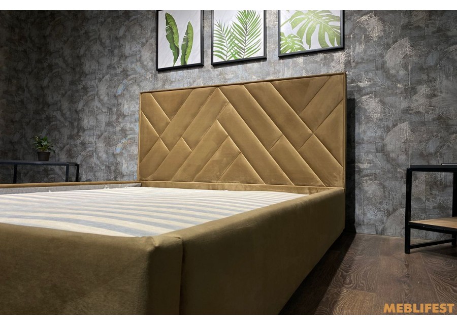 М'яке двоспальне ліжко L025 з підйомним механізмом 