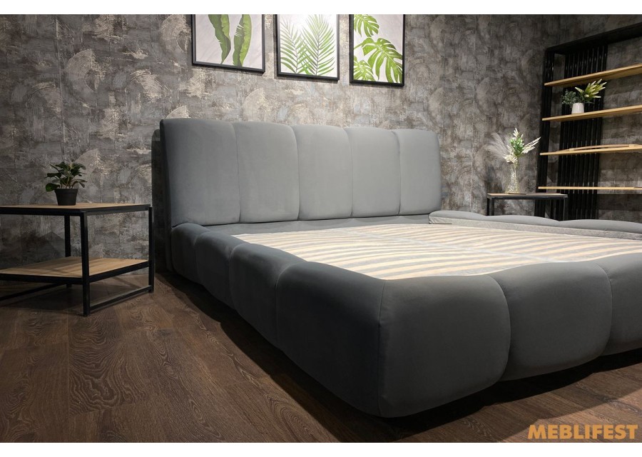 М'яке двоспальне ліжко L026 з підйомним механізмом 