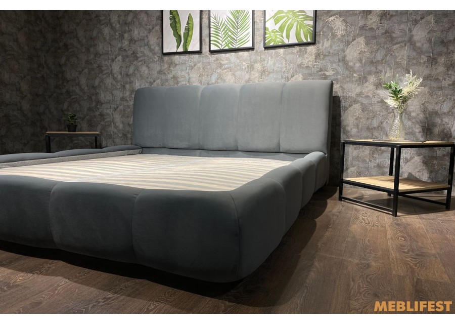 М'яке двоспальне ліжко L026 з підйомним механізмом 