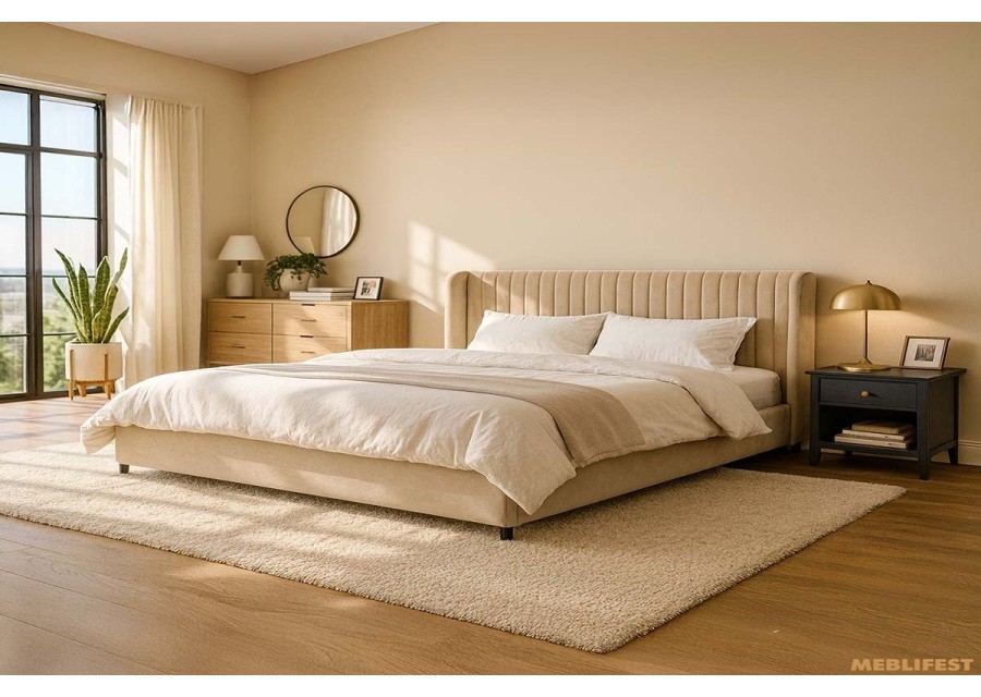 М'яке двоспальне ліжко L033 - M з підйомним механізмом 