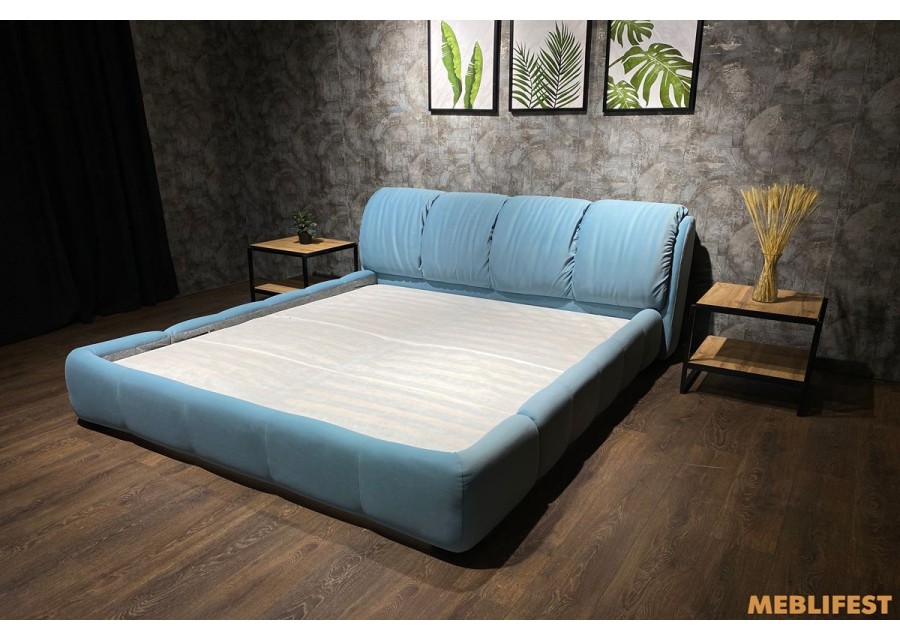 М'яке двоспальне ліжко L055 з підйомним механізмом 