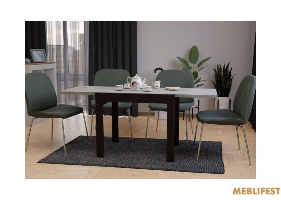 Кухонний стіл трансформер Слайдер Венге /Бетонний камінь