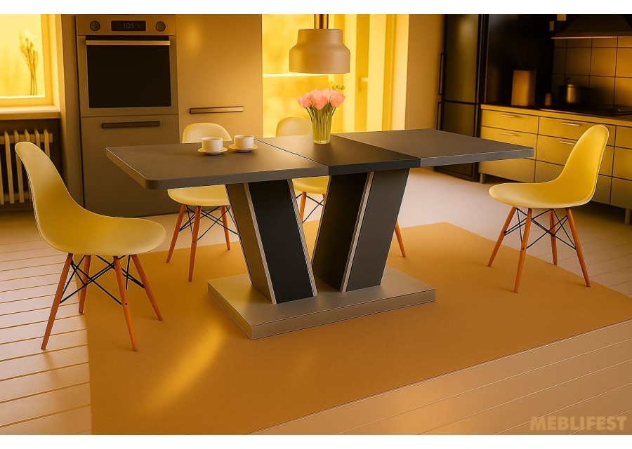 Стіл обідній Торін Бетонний камінь/вугільний камінь