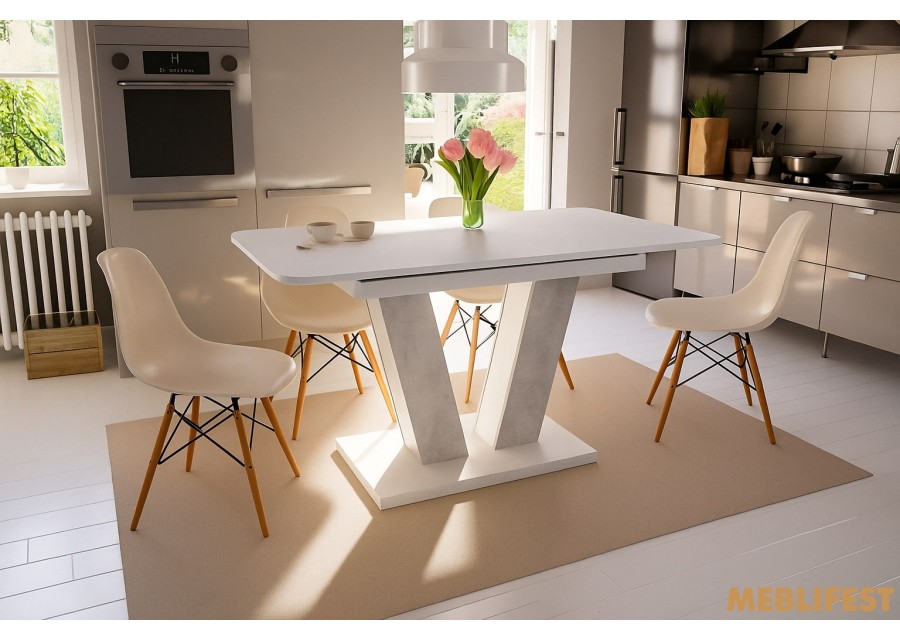 Стіл обідній Торін білий/урбан лайт