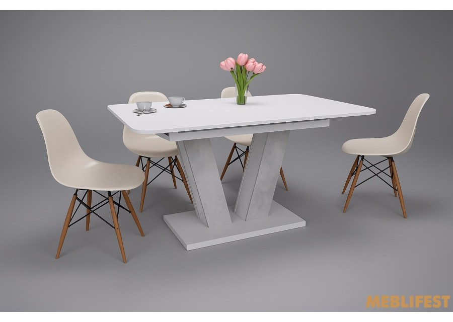 Стіл обідній Торін білий/урбан лайт