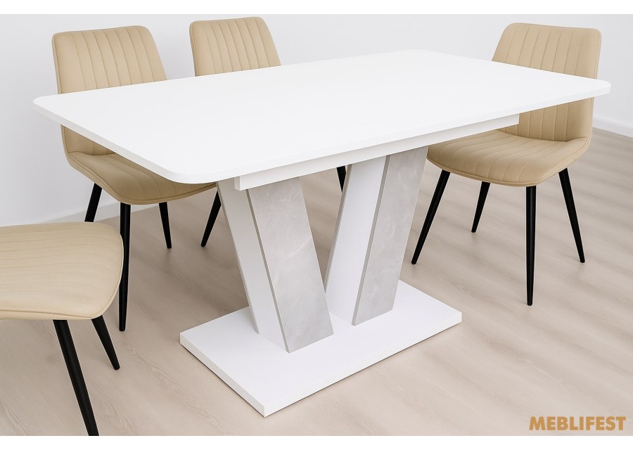 Стіл обідній Торін білий/урбан лайт