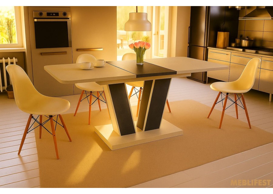 Стіл обідній Торін Шовковий камінь/вугільний камінь