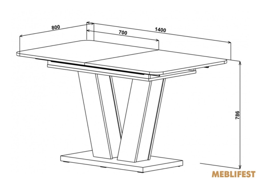 Стіл обідній Торін Бетонний камінь/вугільний камінь