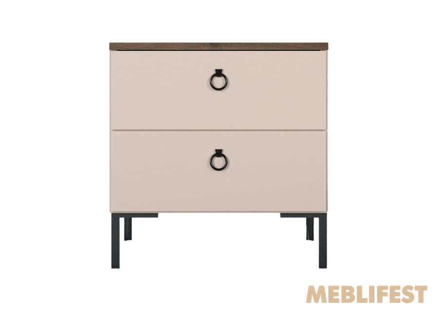 Тумба приліжкова з 2 шухлядами KOM2S Сімпл / Simple ВМК (БРВ) Макадамія/дуб ліворно