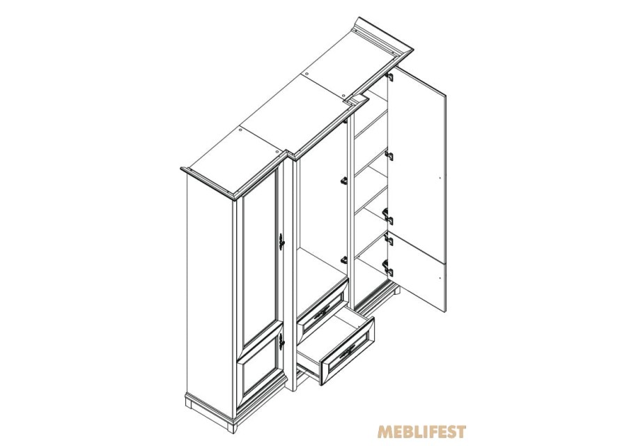 Шафа для одягу 5-дверна з дзеркалом 3D2S Соната Нью / Sonata New Гербор Кашемір