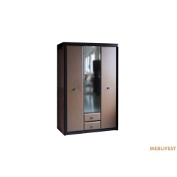 Шафа для одягу Коен МДФ MDF SZF3D2S Гербор 3-дверна з дзеркалом Венге магія/штрокс темний