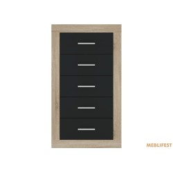 Комод Сара KOM5S Гербор з 5 шухлядами Дуб сонома/антрацит