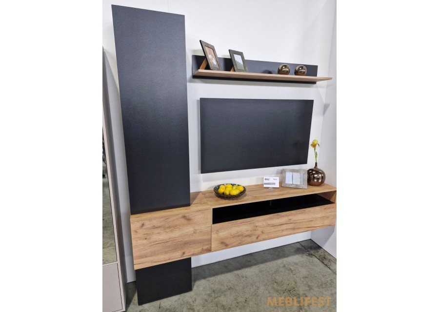 Стінка у вітальню Венді / Wendy Гербор Дуб крафт золотий/чорний