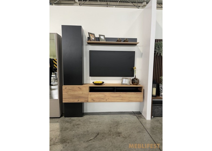 Стінка у вітальню Венді / Wendy Гербор Дуб крафт золотий/чорний