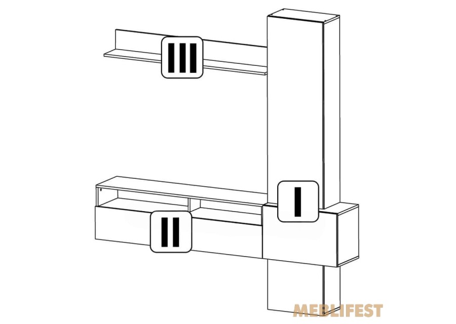 Стінка у вітальню Венді / Wendy Гербор Дуб крафт золотий/чорний