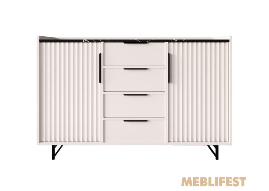 Комод 2-дверний з 4 шухлядами KOM2D4S Фреско / Fresko ВМК (БРВ) Кашемір/темний мармур