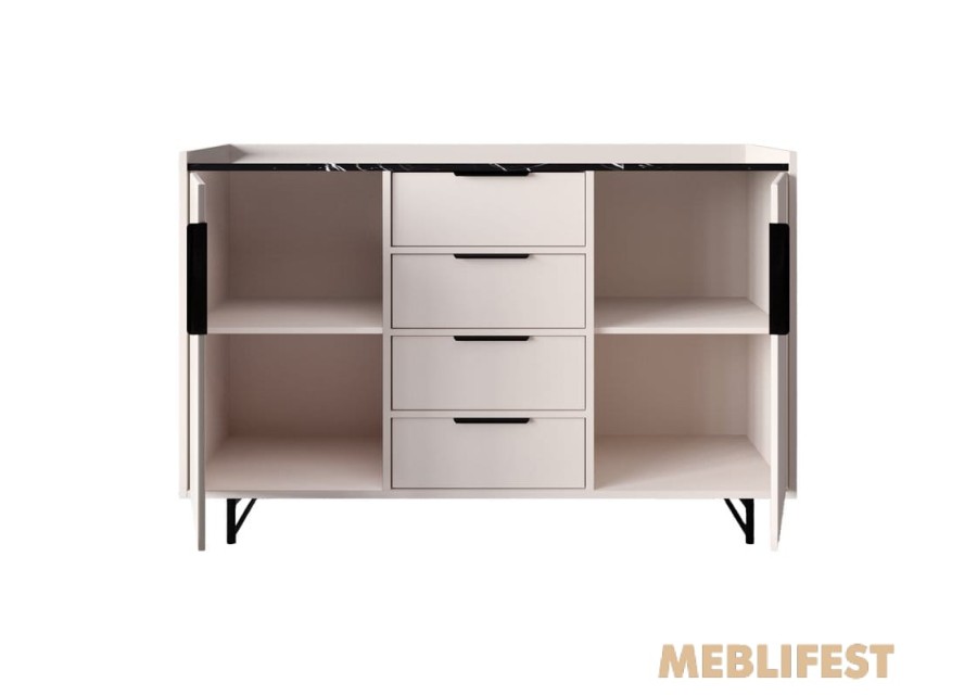 Комод 2-дверний з 4 шухлядами KOM2D4S Фреско / Fresko ВМК (БРВ) Кашемір/темний мармур