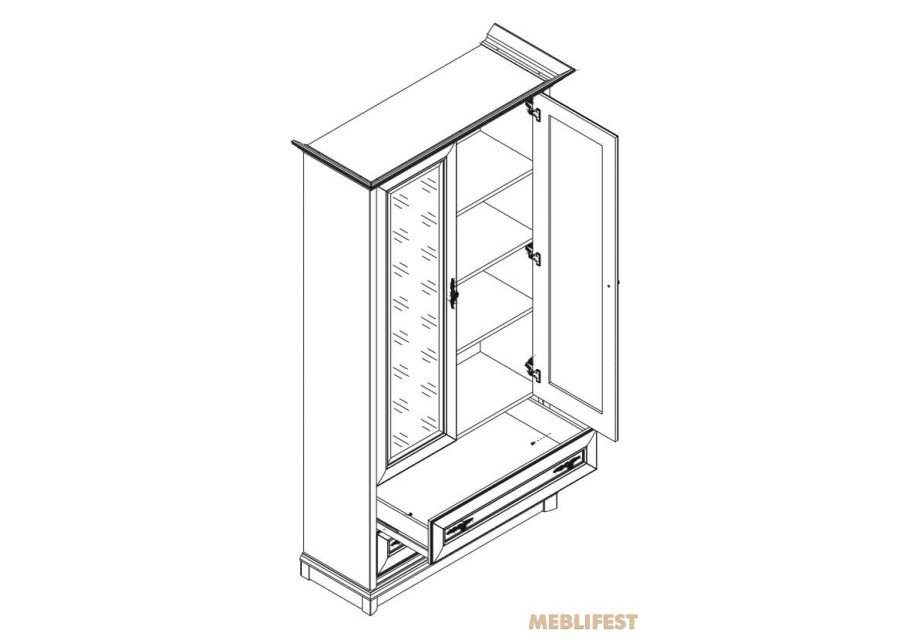 Вітрина 2-дверна з 2 шухлядами 2D/2S Соната Нью / Sonata New Гербор Кашемір