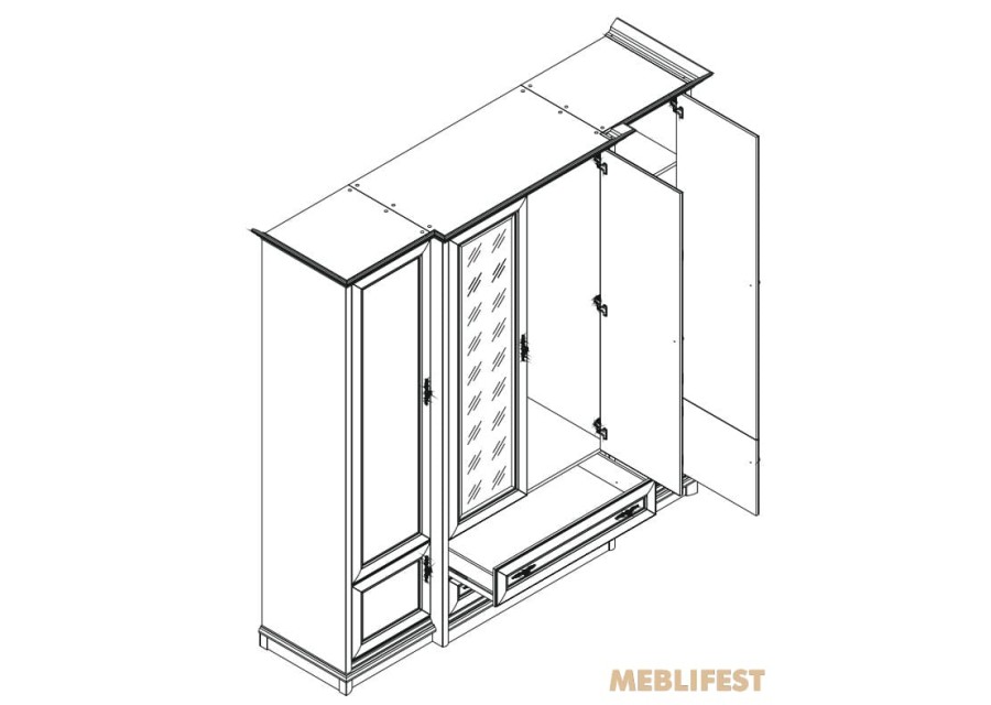 Шафа для одягу 6-дверна з дзеркалом 4D2S Соната Нью / Sonata New Гербор Кашемір