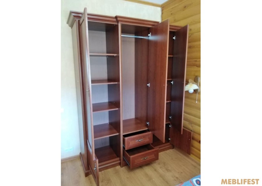 Шафа для одягу Соната 3D2S Гербор 5-дверна з дзеркалом Каштан