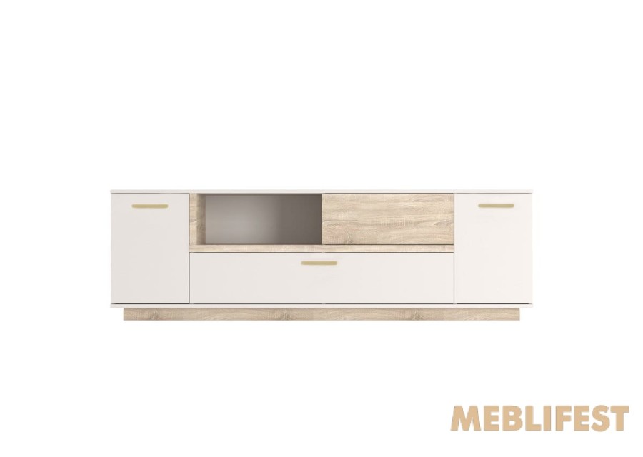 Тумба під ТВ 3-дверна з 1 шухлядою RTV2D1K1S Норд / Nord Гербор Кашемір/дуб сонома