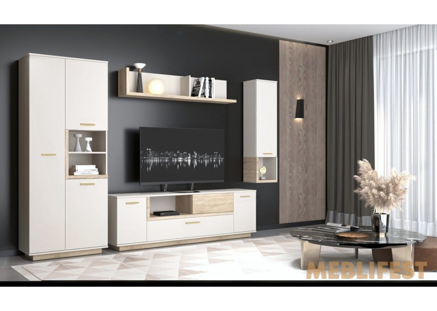 Тумба під ТВ 3-дверна з 1 шухлядою RTV2D1K1S Норд / Nord Гербор Кашемір/дуб сонома