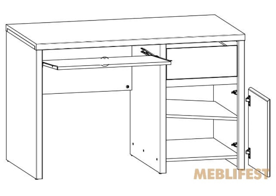 Стіл комп'ютерний, письмовий 1-дверний з 1 шухлядою BIU1D1S Каспіан / Kaspian ВМК (БРВ) Дуб сонома/кашемір