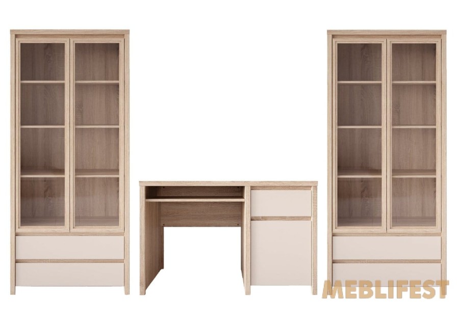 Стіл комп'ютерний, письмовий 1-дверний з 1 шухлядою BIU1D1S Каспіан / Kaspian ВМК (БРВ) Дуб сонома/кашемір