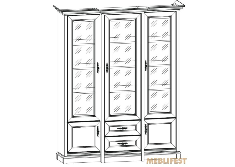 Вітрина 5-дверна з 2 шухлядами 3W/2S Соната Нью / Sonata New Гербор Кашемір