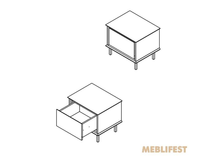 Тумба приліжкова з 1 шухлядою KOM1S Хілс / Heels Гербор Кашемір/чорний