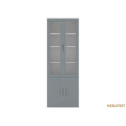 Вітрина офісна Кабі REG2W2D/79/220 Гербор 4-дверна Попелястий/антрацит