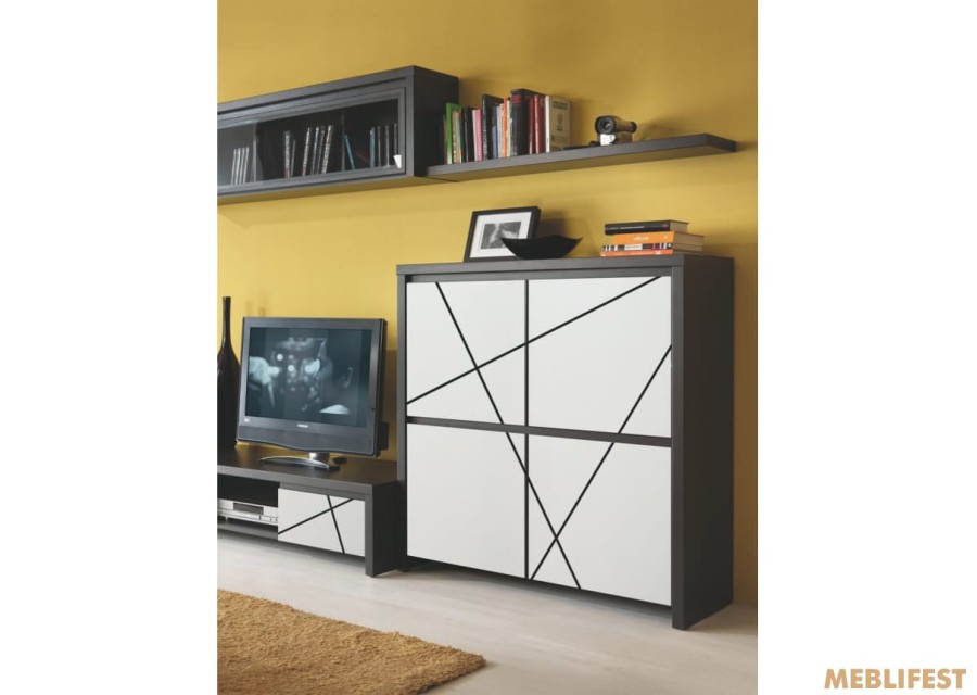 Тумба під ТВ Каспіан МДФ MDF RTV2S/14/40 ВМК (БРВ) з 2 шухлядами Венге магія/білий сніг