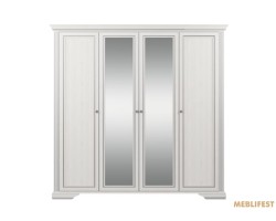 Шафа для одягу Вайт 4D2S Гербор 4-дверна з дзеркалом Ясен сніжний/сосна срібна