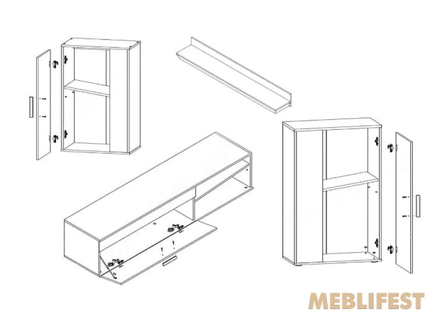 Стінка у вітальню Міні Барато / Mini Barato Гербор Антрацит/ Дуб Гранж