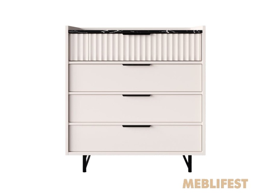 Комод з 4 шухлядами KOM4S Фреско / Fresko ВМК (БРВ) Кашемір/темний мармур