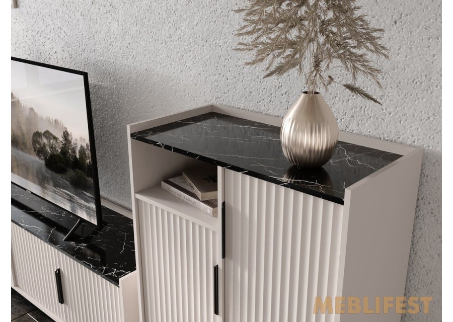 Комод з 4 шухлядами KOM4S Фреско / Fresko ВМК (БРВ) Кашемір/темний мармур