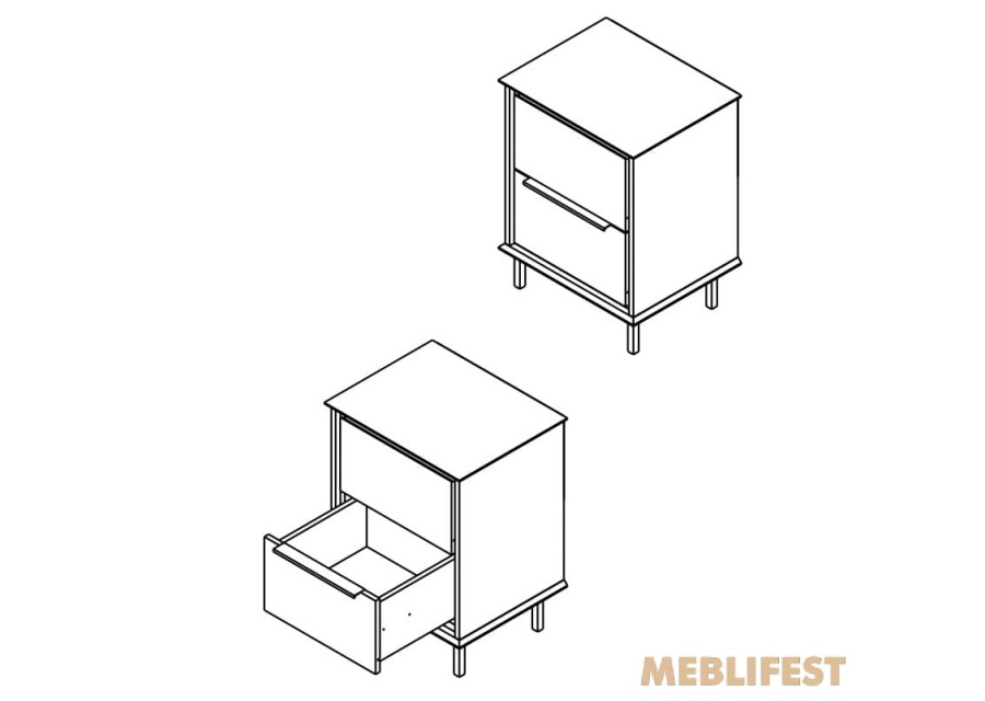 Тумба приліжкова з 2 шухлядами KOM2S Хілс / Heels Гербор Кашемір/чорний